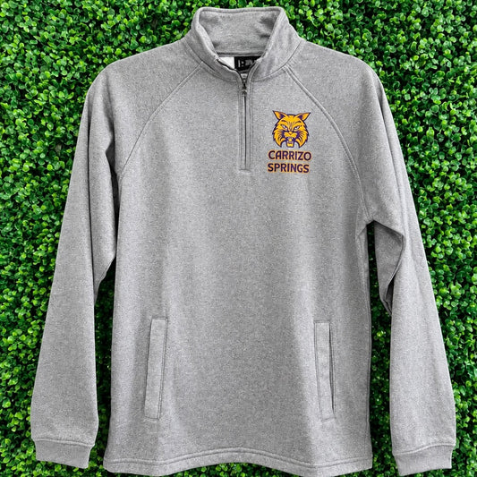 Gray 1/4 Zip CS Cat Head