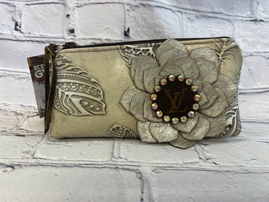 LV Inspired Embossed Feather Clutch