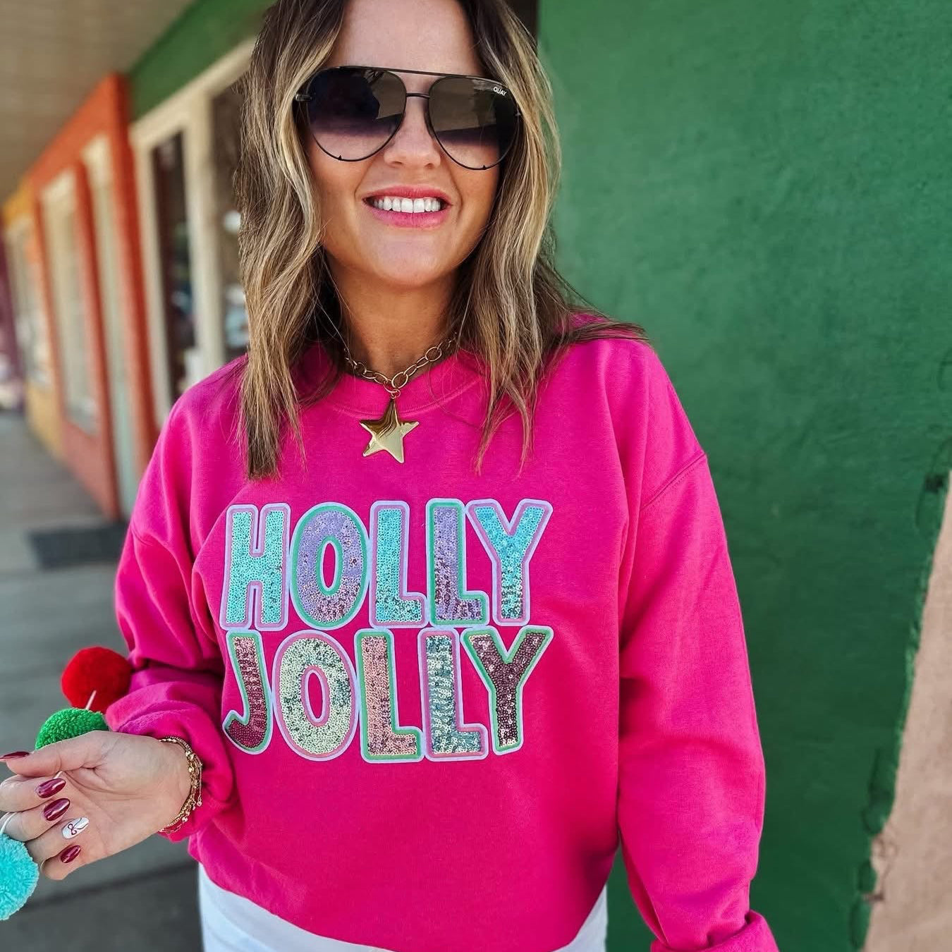 Sequined Holly Jolly Sweatshirt