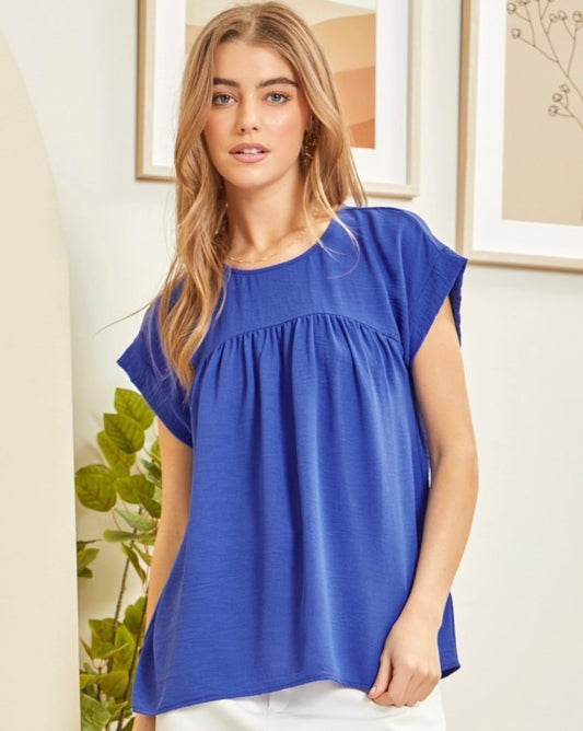 Andree Baby Doll Top Royal Blue