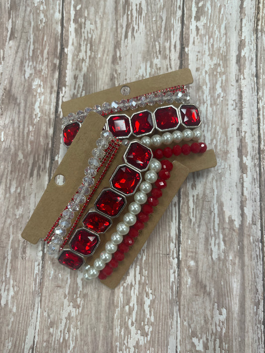 Red Jeweled Stackable Bracelet