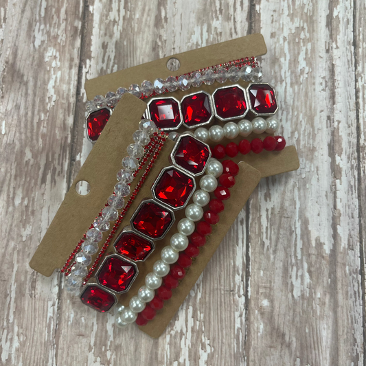 Red Jeweled Stackable Bracelet