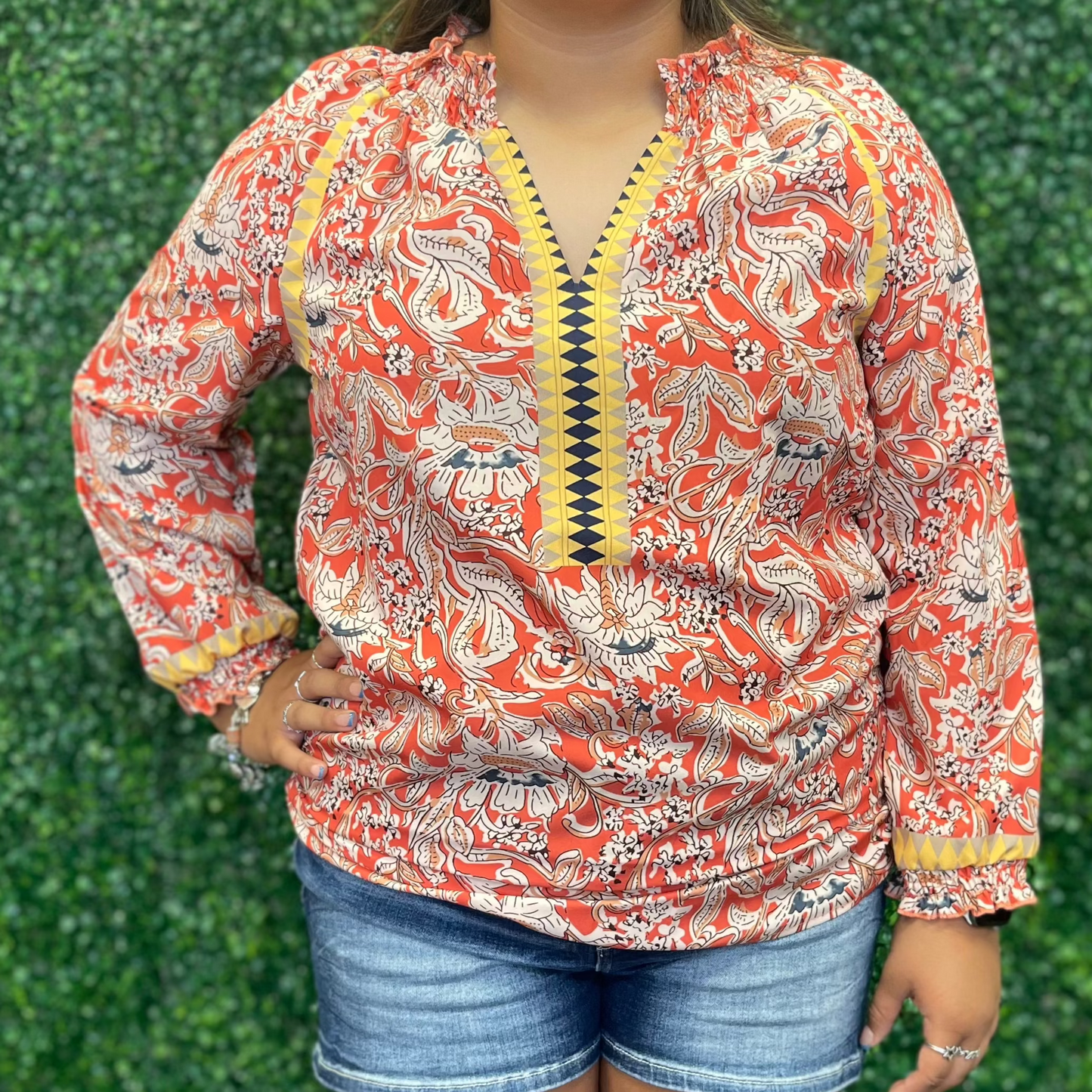 Orange Boho Top