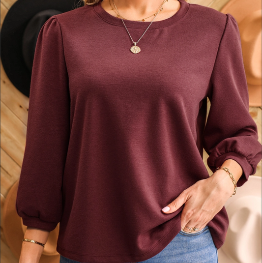 Maroon 3/4 Sleeve Top