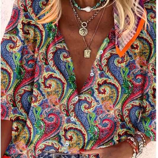 Full of Color Paisley Long Sleeve Blouse