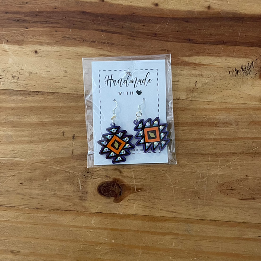 Purple and Orange Earrings