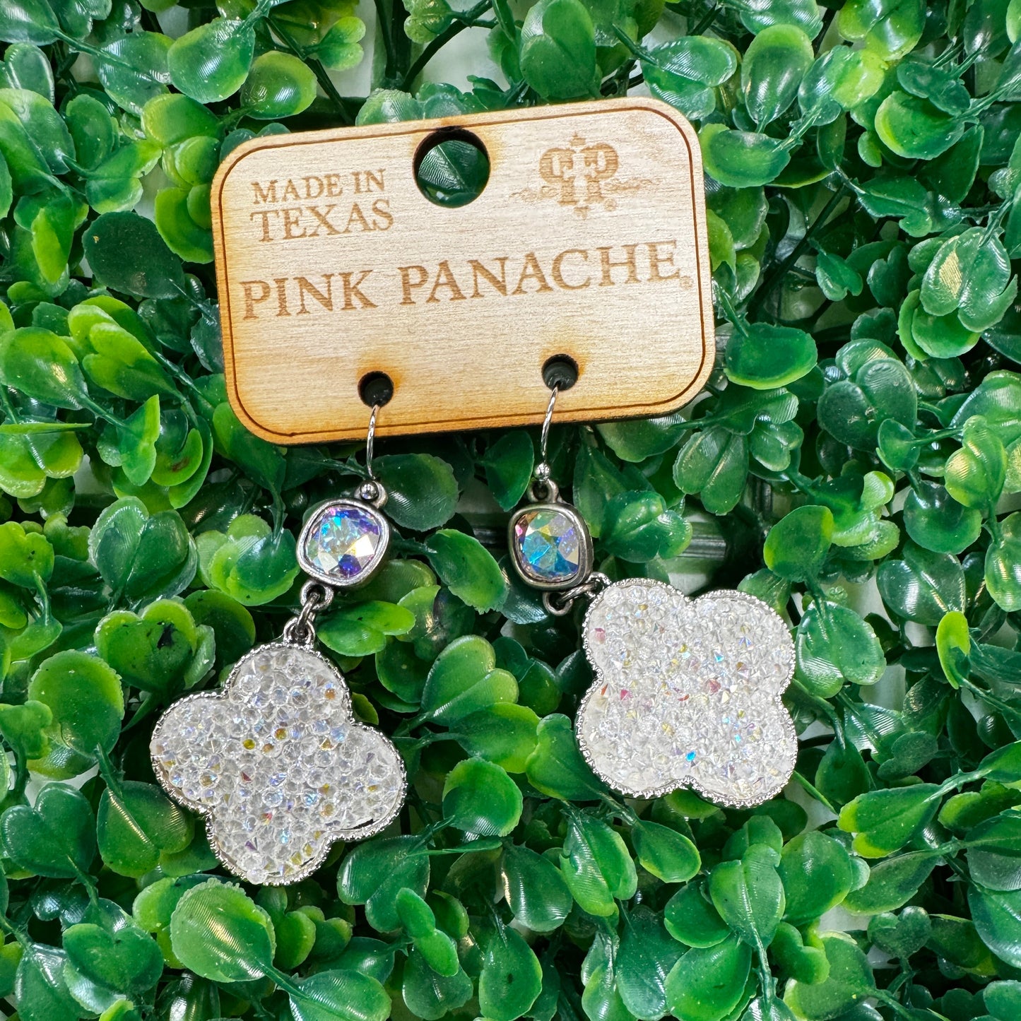 Clear Crystal Clover Shaped Earrings