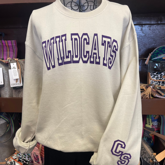 Purple Flock Wildcats on Sweatshirt