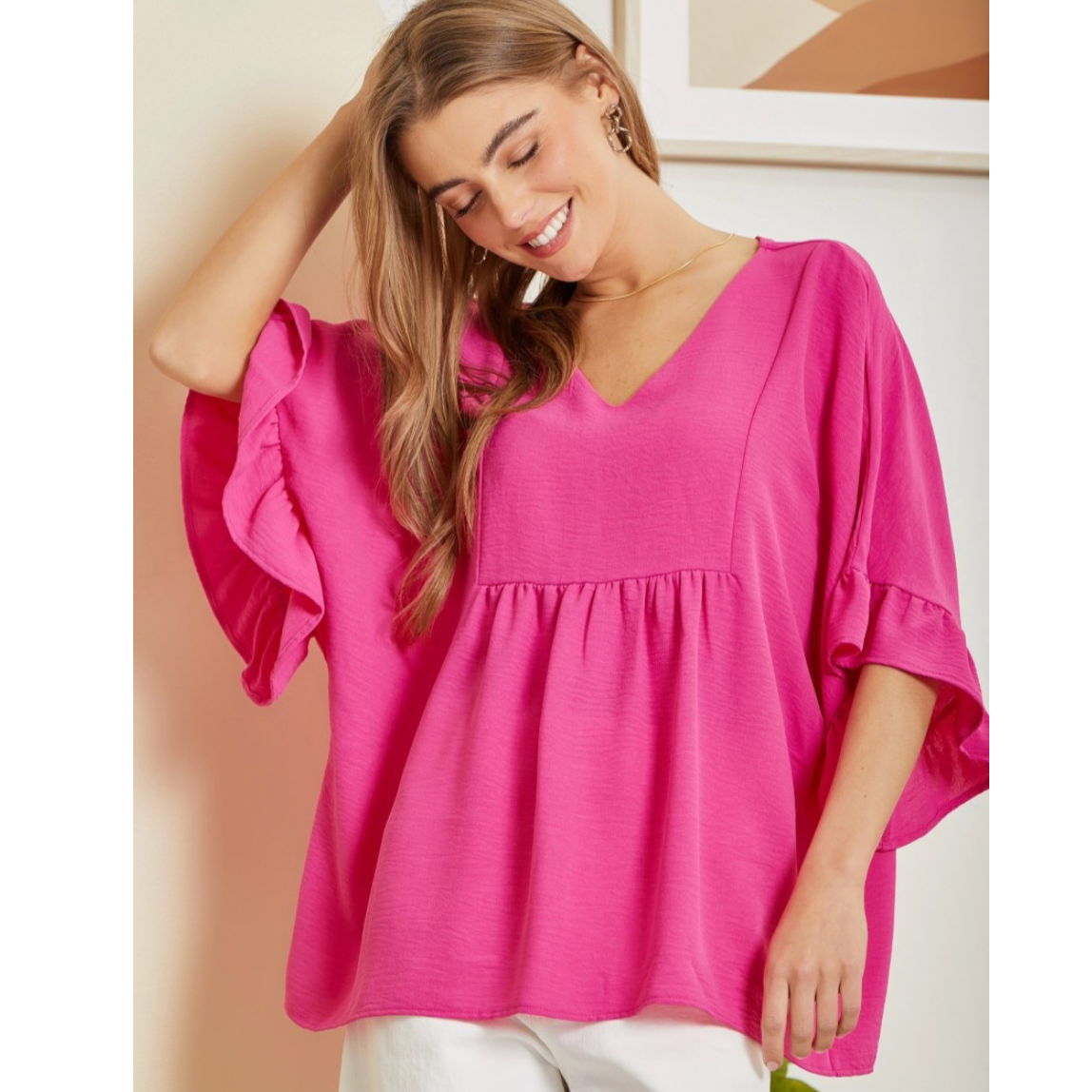 Hot Pink Babydoll Top