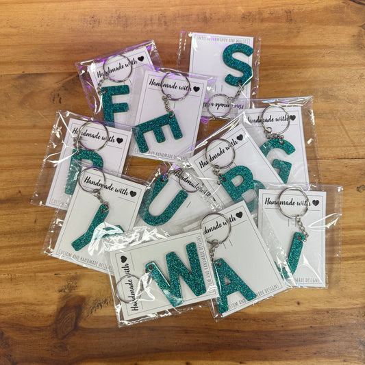 Letter Keychain-Turquoise