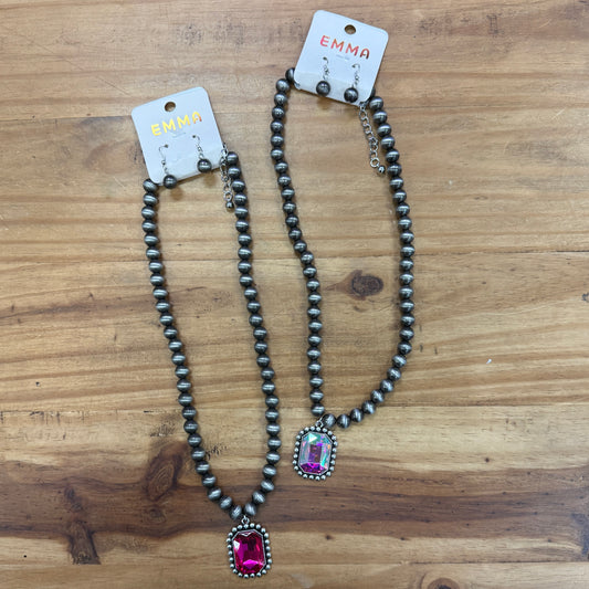 Beaded Crystal Necklace Set