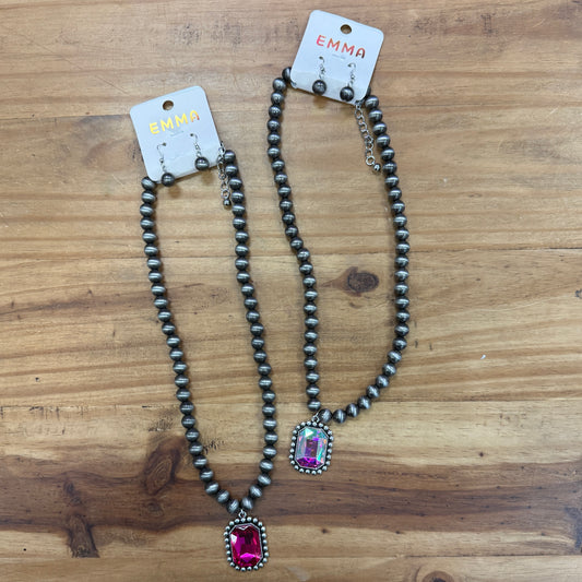 Beaded Crystal Necklace Set