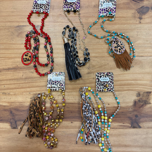 Tassel Necklace with Earrings Set