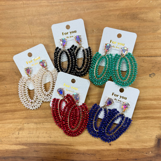 Large Hoop Style Beaded Earrings