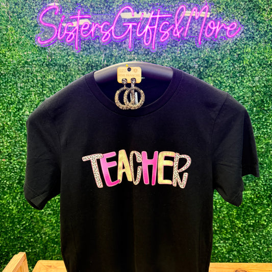 Teacher on Black Tee
