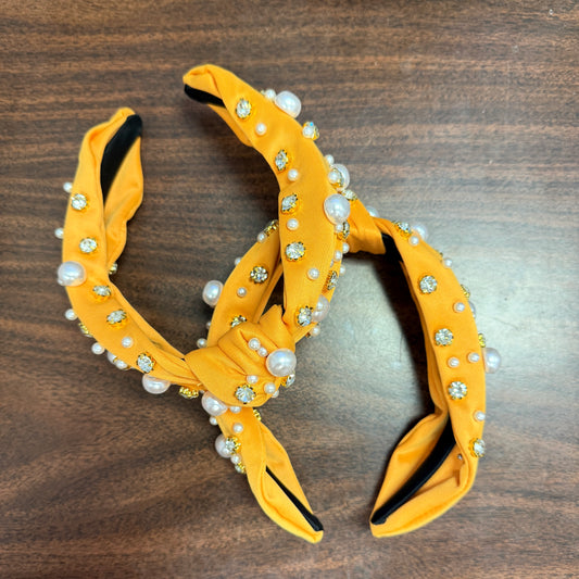 Crystal & Pearl Headband-Gold