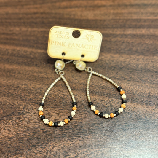 Beaded Teardrop Earrings-Brown