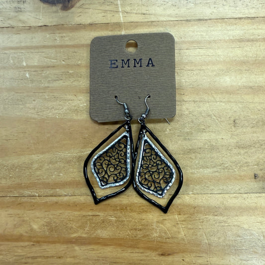 Black & Silver Teardrop Earrings