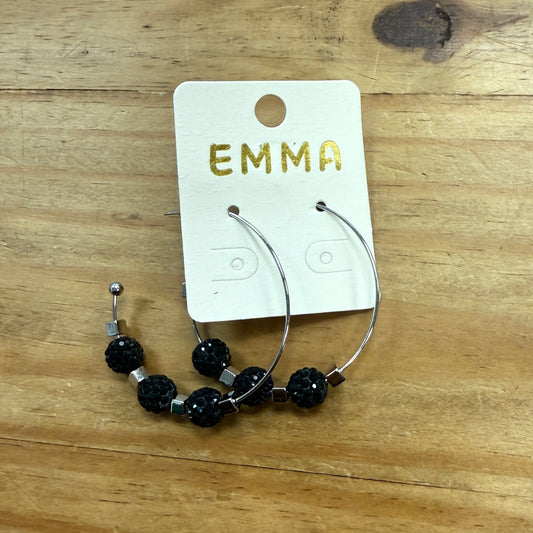 Black Beaded Hoops