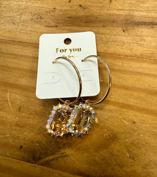 Gold Crystal Hoops