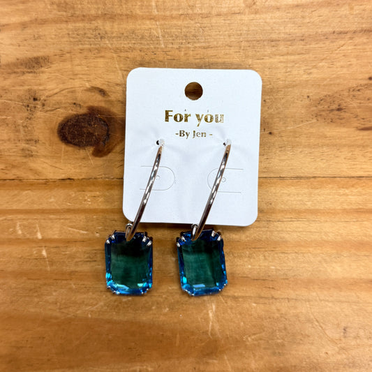 Turquoise Crystal Hoop Earrings