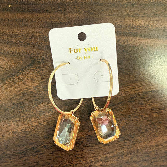 Gold Crystal Hoops