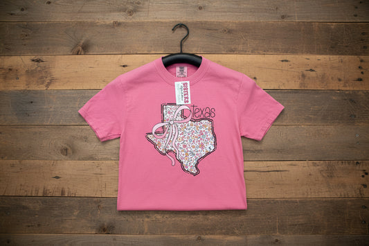 Floral Texas on Pink Tee