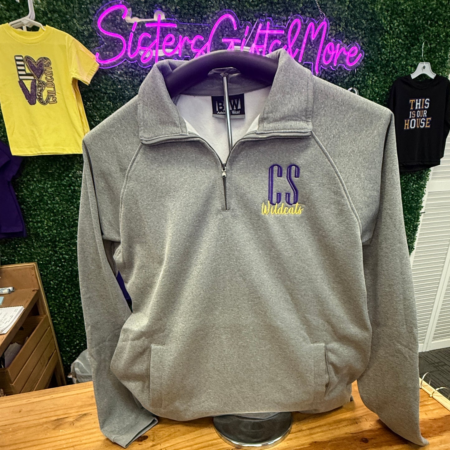 CS Wildcats Gray 1/4 Zip