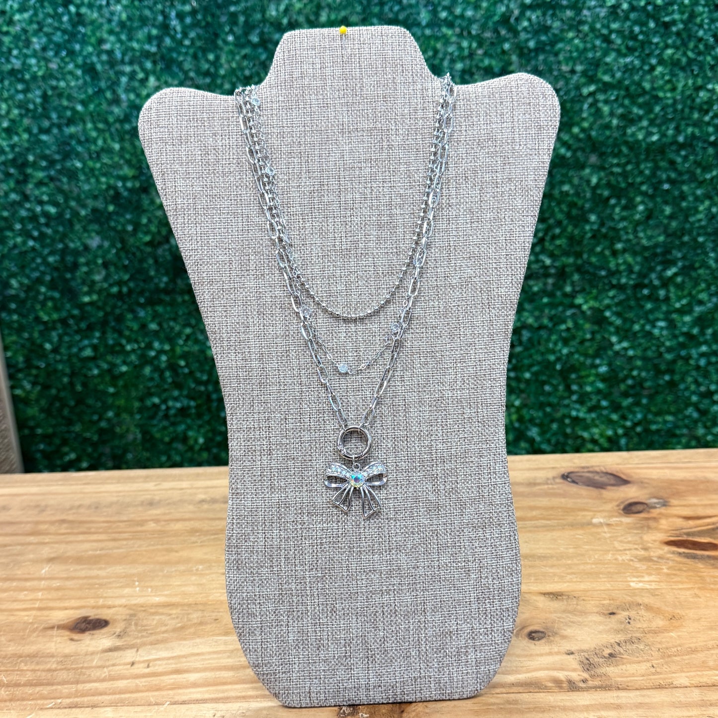 Crystal Bow Stacked Necklace