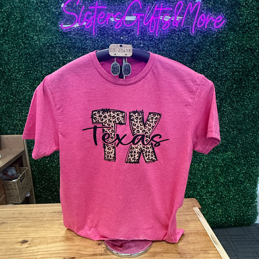 TX Texas on Pink Tee