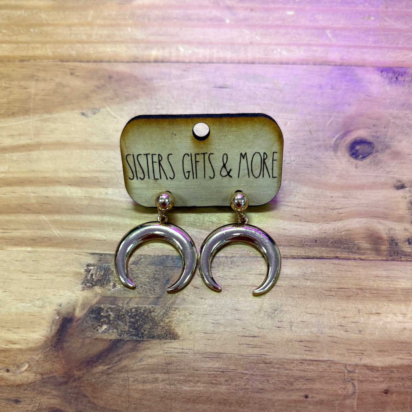 Gold Crescent Fashion Earrings