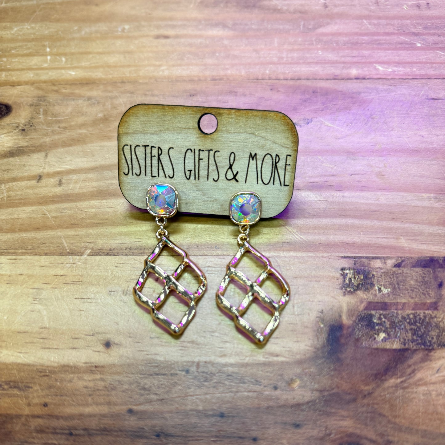 Gold Diamond Shaped Fashion Earrings