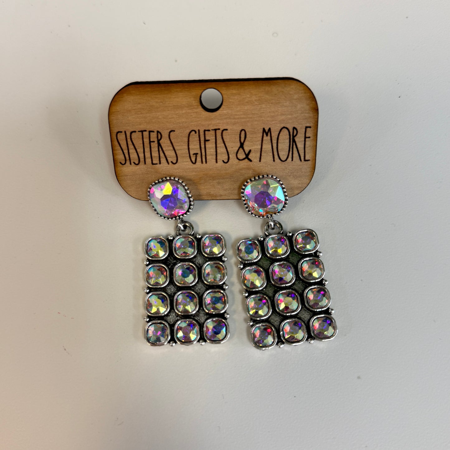 Clear Crystal Rectangular Earrings