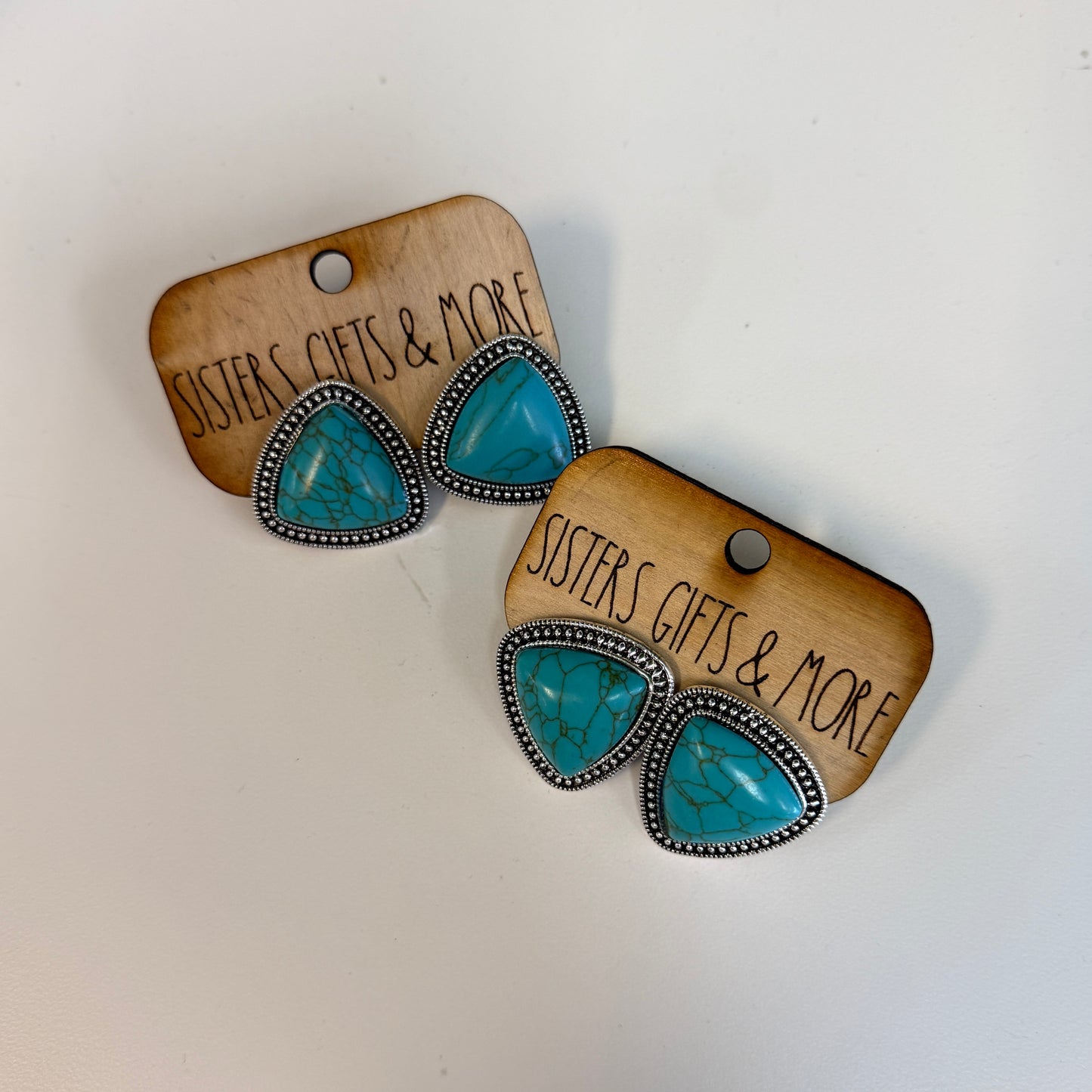 Large Turquoise Stone Post Earrings