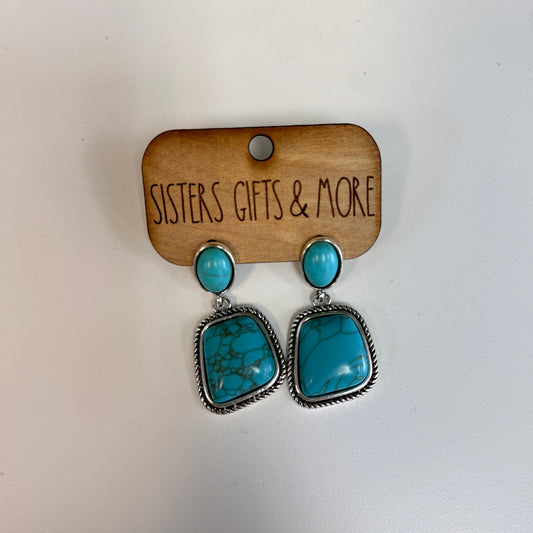 Large Turquoise Stone Dangle Earrings