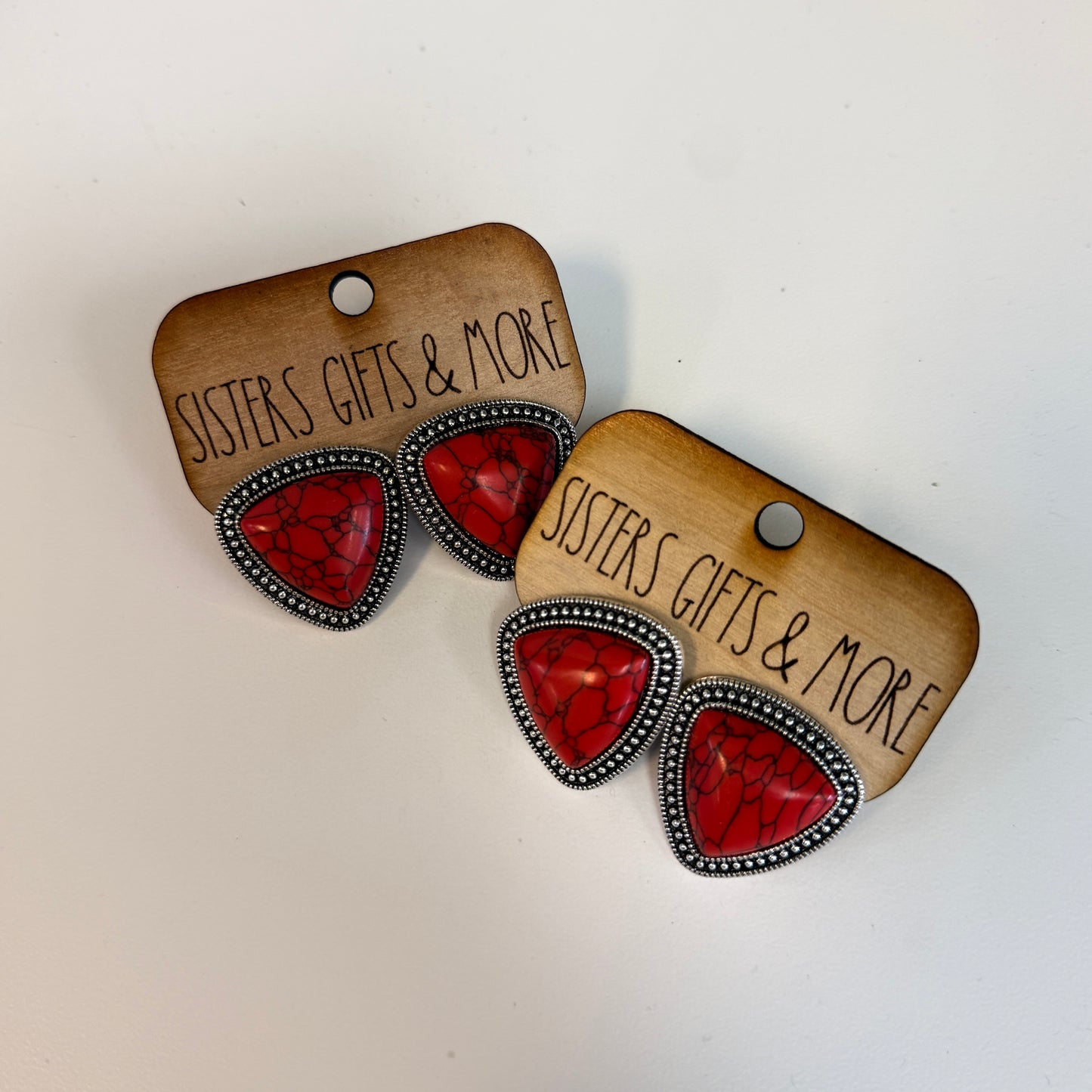 Large Red Stone Post Earrings
