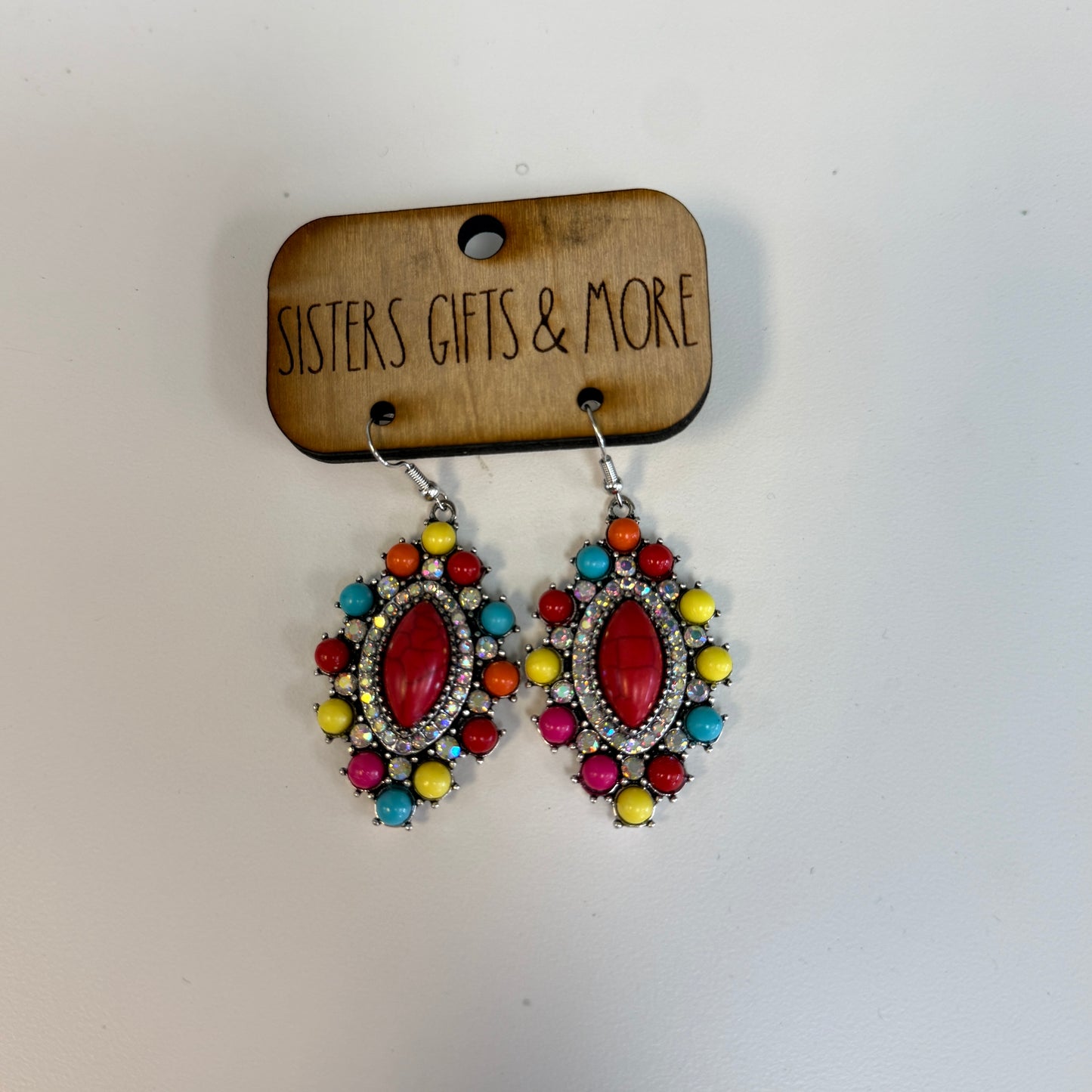 Multicolor Earrings w/Crystals