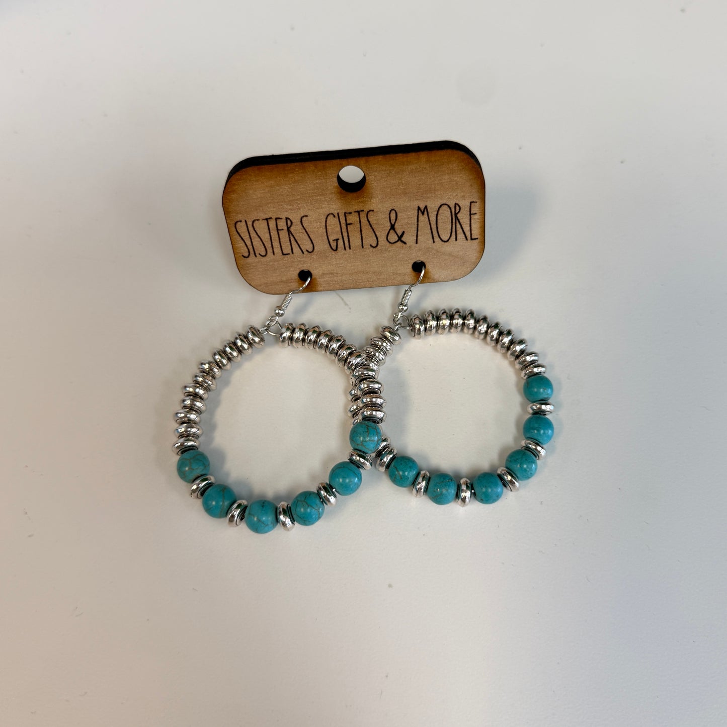 Turquoise/Silver Circle Earrings
