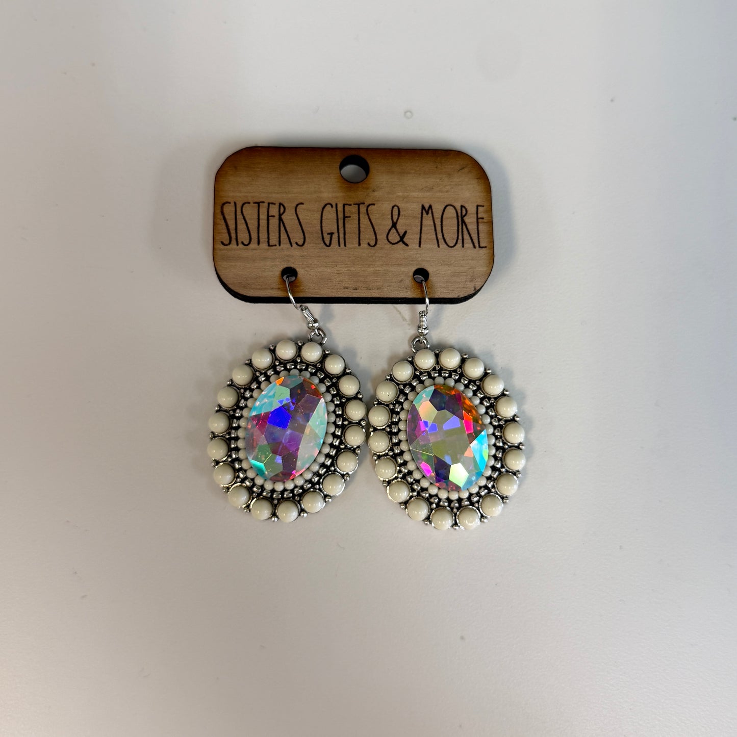 AB Crystal Earrings w/White Stones