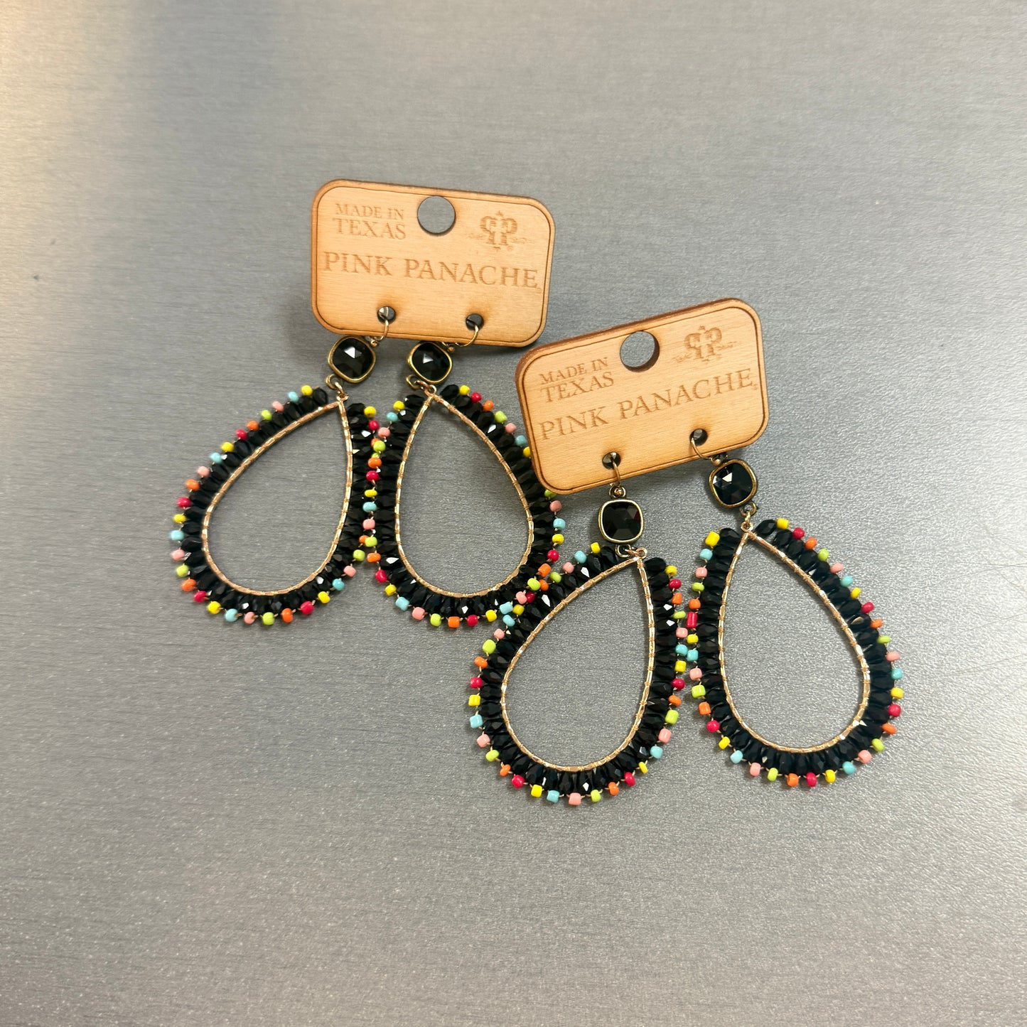 Colorful Beaded Teardrop Earrings
