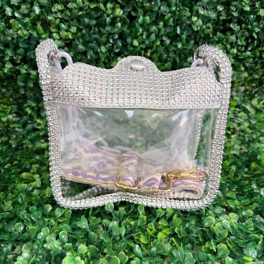 Clear Purse w/Silver Rhinestone Accent