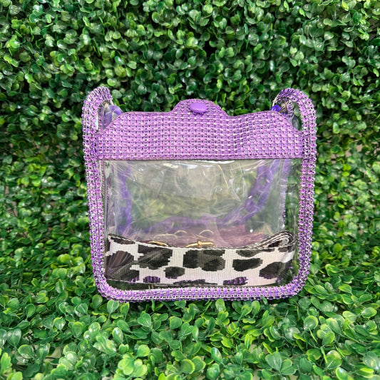 Clear Purse w/Purple Rhinestone Accent