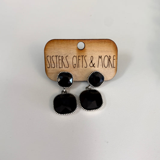 Black Rounded Square Earrings (Copy