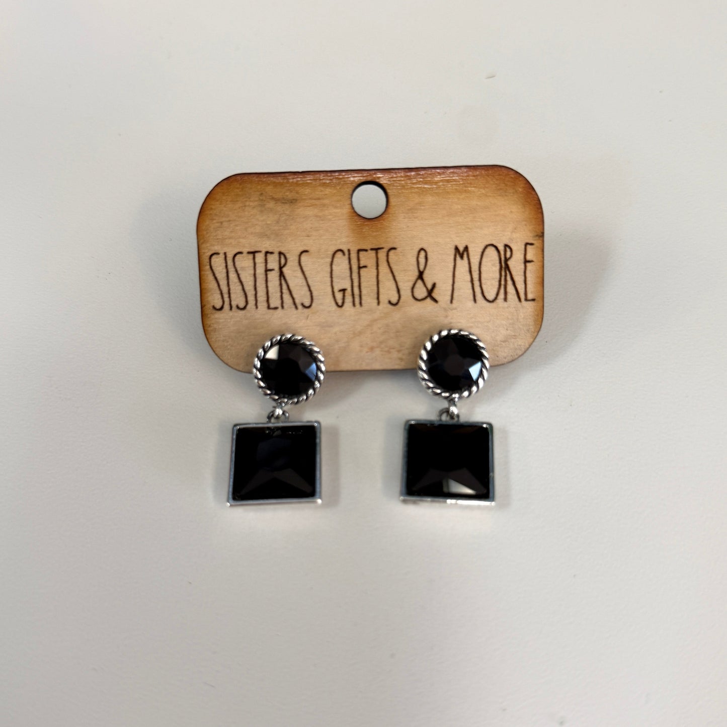 Black Round/Square Earrings