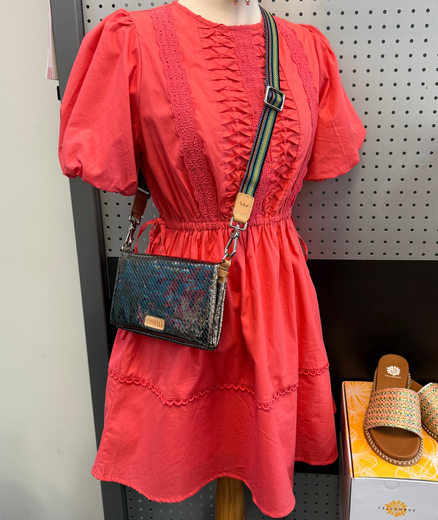 Coral Puff Sleeve Dress