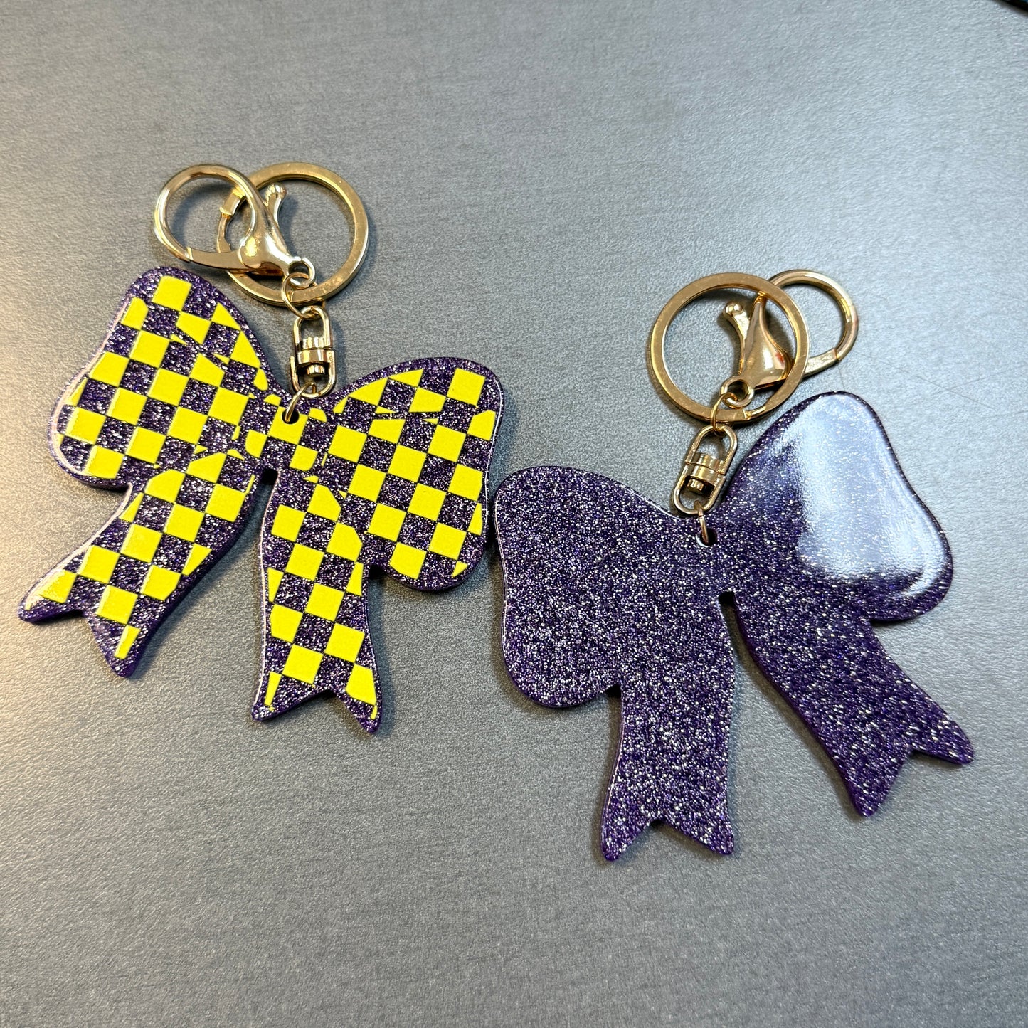Purple Glitter Bow Charm