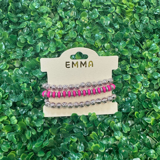 Pink/Silver Stacked Bracelets