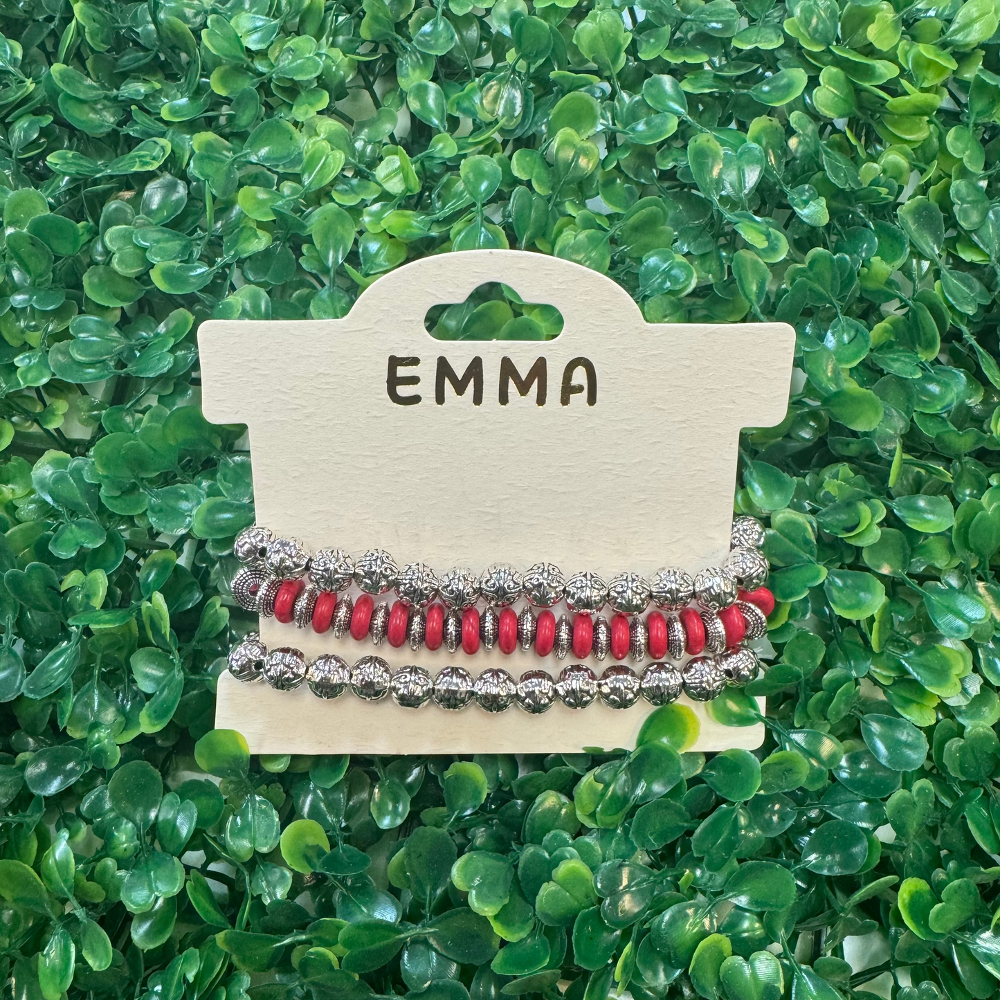 Red/Silver Stacked Bracelets