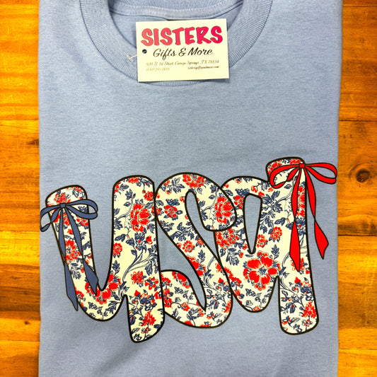 USA Floral Tee