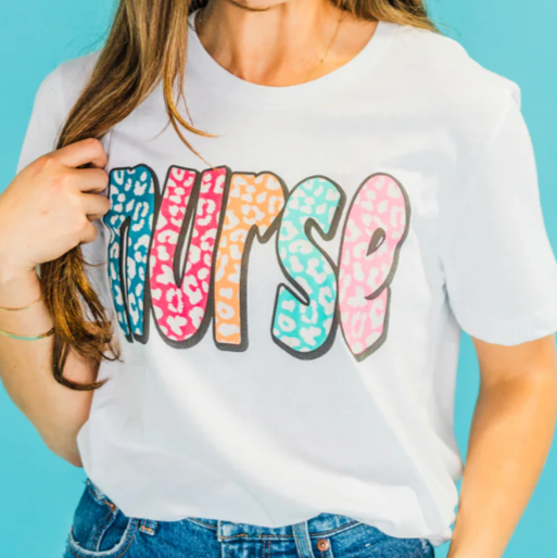 Nurse Animal Print Tee